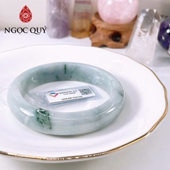 Vòng cẩm thạch A Myanmar - Ngọc phỉ thúy type A bản tròn hẹ lam tím hoa bay ni 48-58 LM149 - Ngoc Quý