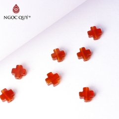 Chữ thập xỏ ngang đá mã não đỏ làm vòng tay, phụ kiện handmade