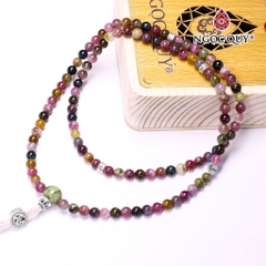 Vòng Chuỗi 108 Hạt Đá Tourmaline Đa Sắc
