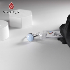 Nhẫn bạc đính hạt larimar freesize hạt 9x10mm