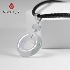 Dây chuyền khấu bình an phỉ thúy hoa bay 16mm