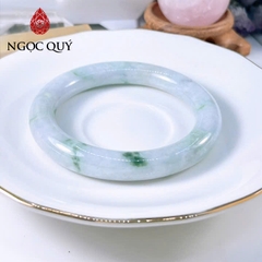 Vòng cẩm thạch A Ngọc Quý - Ngọc phỉ thúy type A bản bản tròn hoa bay ni 53 - 57 mm LM158