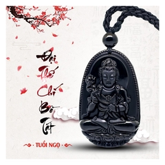 Mặt dây chuyền phật bản mệnh đá obsidian