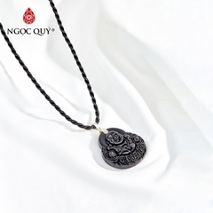 Mặt dây chuyền phật Di Lặc đá Obsidian