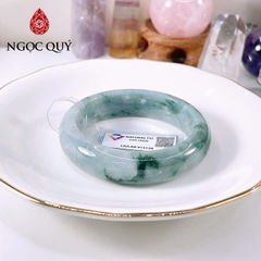 Vòng cẩm thạch A Myanmar - Ngọc phỉ thúy type A bản tròn hẹ lam tím hoa bay ni 48-58 LM149 - Ngoc Quý