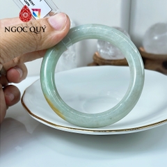 Vòng cẩm thạch A - Ngọc phỉ thúy type A màu xanh táo điểm hoàng phỉ ni 50-52 mm (kèm kiểm định type A)- Ngoc Quý
