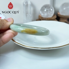 Vòng cẩm thạch A - Ngọc phỉ thúy type A màu xanh táo điểm hoàng phỉ ni 50-52 mm (kèm kiểm định type A)- Ngoc Quý