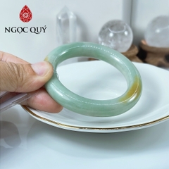Vòng cẩm thạch A - Ngọc phỉ thúy type A màu xanh táo điểm hoàng phỉ ni 50-52 mm (kèm kiểm định type A)- Ngoc Quý