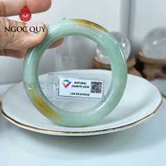 Vòng cẩm thạch A - Ngọc phỉ thúy type A màu xanh táo điểm hoàng phỉ ni 50-52 mm (kèm kiểm định type A)- Ngoc Quý