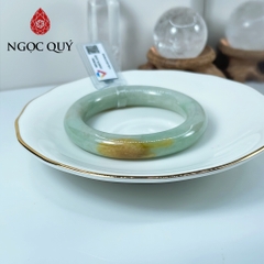 Vòng cẩm thạch A - Ngọc phỉ thúy type A màu xanh táo điểm hoàng phỉ ni 50-52 mm (kèm kiểm định type A)- Ngoc Quý