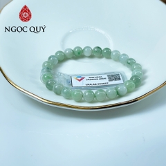 Vòng cẩm thạch A - Phỉ thúy type A chất nếp hóa màu lý táo hoa bay hạt 7mm - Ngọc Quý