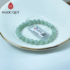 Vòng cẩm thạch A - Phỉ thúy type A chất nếp hóa màu lý táo hoa bay hạt 7mm - Ngọc Quý