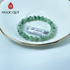 Vòng cẩm thạch A - Phỉ thúy type A chất nếp hóa màu lý táo hoa bay hạt 7mm - Ngọc Quý