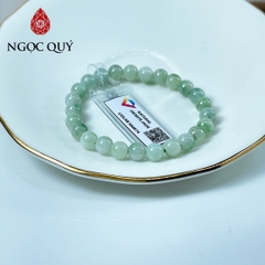 Vòng cẩm thạch A - Phỉ thúy type A chất nếp hóa màu lý táo hoa bay hạt 7mm - Ngọc Quý