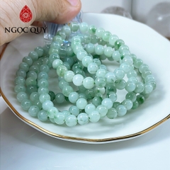 Vòng cẩm thạch A - Phỉ thúy type A chất nếp hóa màu lý táo hoa bay hạt 7mm - Ngọc Quý