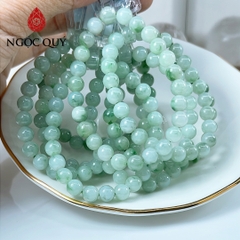 Vòng cẩm thạch A - Phỉ thúy type A chất nếp hóa màu lý táo hoa bay hạt 7mm - Ngọc Quý