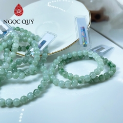 Vòng cẩm thạch A - Phỉ thúy type A chất nếp hóa màu lý táo hoa bay hạt 7mm - Ngọc Quý