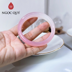 Vòng mã não- Vòng chalcedony uyên ương hồng trắng bản hẹ 9-11mm dày 6-7mm- Ngọc Quý