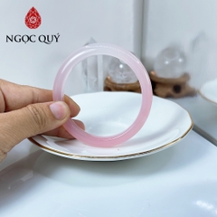 Vòng mã não- Vòng chalcedony uyên ương hồng trắng bản hẹ 9-11mm dày 6-7mm- Ngọc Quý