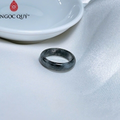 Nhẫn cẩm thạch A Myanmar Ngọc Quý- Nhẫn ngọc phỉ thúy gà đen type A chất nếp bản 5mm