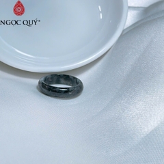 Nhẫn cẩm thạch A Myanmar Ngọc Quý- Nhẫn ngọc phỉ thúy gà đen type A chất nếp bản 5mm