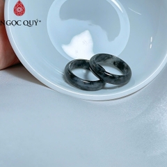 Nhẫn cẩm thạch A Myanmar Ngọc Quý- Nhẫn ngọc phỉ thúy gà đen type A chất nếp bản 5mm
