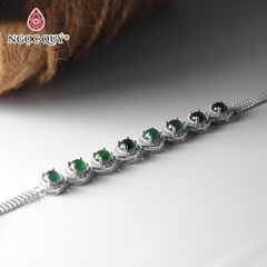 Lắc bạc đính hạt phỉ thúy băng lục đế vương