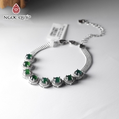 Lắc bạc đính hạt phỉ thúy băng lục đế vương