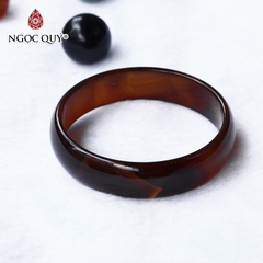 Vòng tay nguyên khối đá mã não nâu bản hẹ