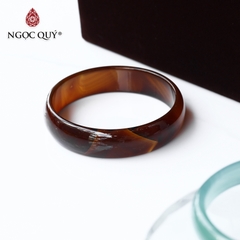Vòng tay nguyên khối đá mã não nâu bản hẹ