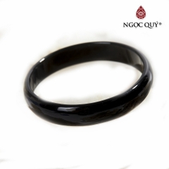 Vòng tay nguyên khối đá mã não đen bản hẹ