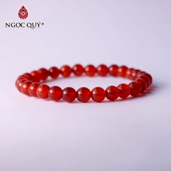 Vòng tay đá mã não đỏ hạt trơn