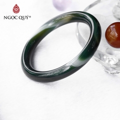 Vòng tay nguyên khối đá mã não xanh đậm bản tròn lớn