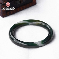 Vòng tay nguyên khối đá mã não xanh đậm bản tròn lớn