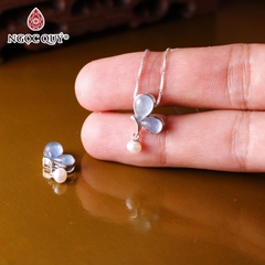 Mặt dây chuyền bạc đính đá Aquamarine hình cánh bướm