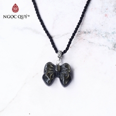 Mặt dây chuyền chiếc nơ đá obsidian