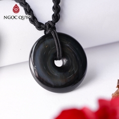 Mặt dây chuyền đồng điếu đá obsidian