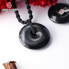 Mặt dây chuyền đồng điếu đá obsidian