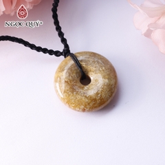 Mặt dây chuyền đồng điếu đá san hô hóa thạch