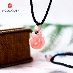 Mặt dây chuyền hồ ly 9 đuôi đá đào hoa Rhodochrosite