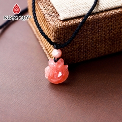 Mặt dây chuyền hồ ly 9 đuôi đá đào hoa Rhodochrosite