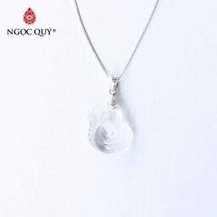 Mặt dây chuyền hồ ly 9 đuôi thạch anh trắng tặng dây bạc