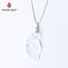 Mặt dây chuyền hồ ly 9 đuôi thạch anh trắng tặng dây bạc