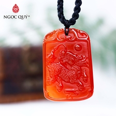 Mặt dây chuyền kỳ lân đá mã não đỏ