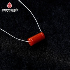 Mặt dây chuyền lu thống đá cẩm thạch huyết 9x18mm tặng dây bạc