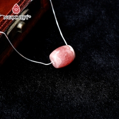 Mặt dây chuyền lu thống đá đào hoa rhodochrosite 13x15mm tặng dây bạc