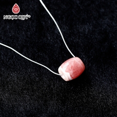 Mặt dây chuyền lu thống đá đào hoa rhodochrosite 13x15mm tặng dây bạc