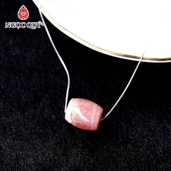 Mặt dây chuyền lu thống đá đào hoa rhodochrosite 13x15mm tặng dây bạc
