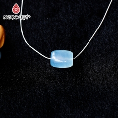 Mặt dây chuyền lu thống đá hải lam ngọc aquamarine 15x12mm tặng dây bạc