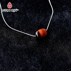 Mặt dây chuyền lu thống đá mã não đỏ 12mm tặng dây bạc